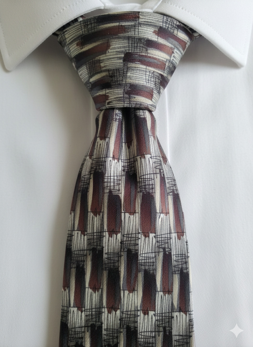 J. Garcia Collection Fifteen 15 Paris in the Rain brown silver tan silk tie  59"
